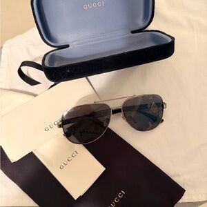 ✨ Gucci GG0528S 007 Aviator Sunglasses | Gold | 63mm | Full Set | Never Worn